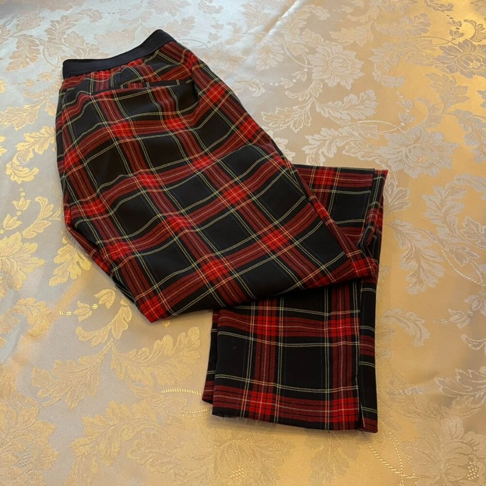 Checkered plaid pants  retro looking with stretch Red Black size US 2